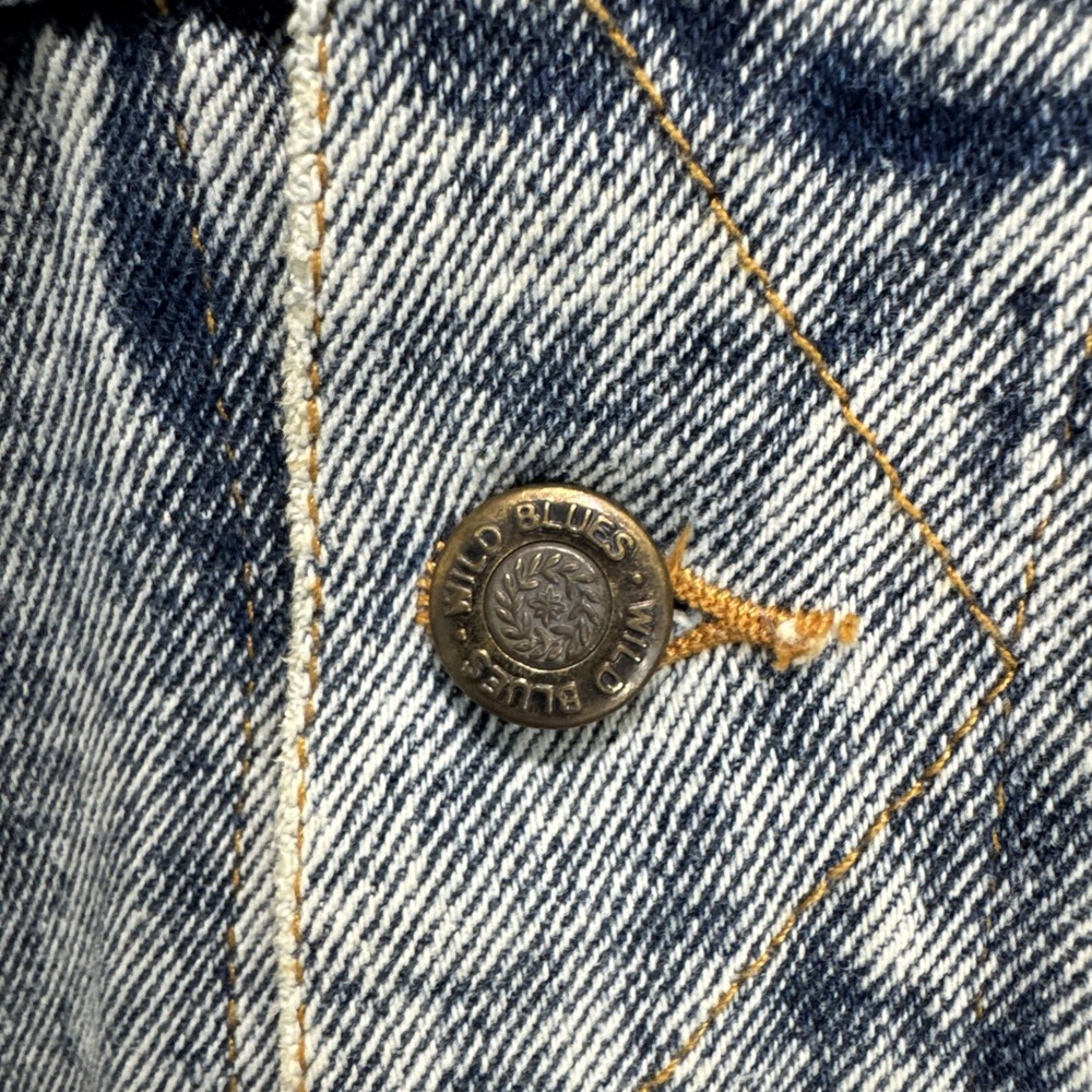 VTG RARE  40s Wild Blues Denim Design  Lined Jacket  Distressed Rivets Acid Wash - Picture 6 of 14